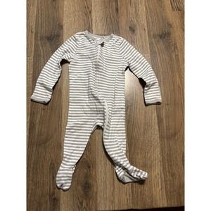 Cloud Island Pajama Unisex Size 3-6M Gray Striped Footed Long Sleeve Zip Up